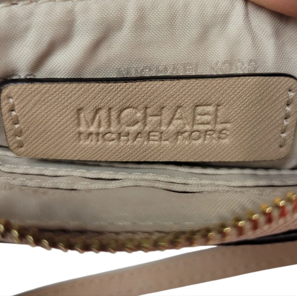 MICHAEL Michael Kors Jet Set Travel Saffiano Leather Wristlet Pouch Nude Beige